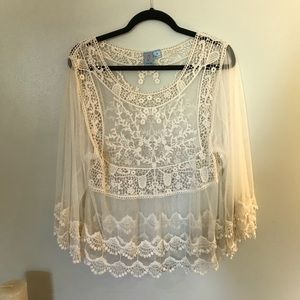 Netted Lace Overlay Top